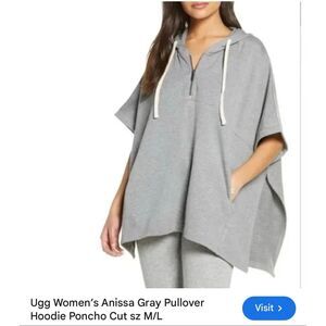 Ugg pullover dolman hooded poncho blanket top shirt grey  plus xl/xxl